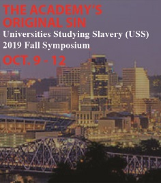 Downtown Cincinnati at dusk in background, Universities Studying Slaver Fall 2019 Symposium